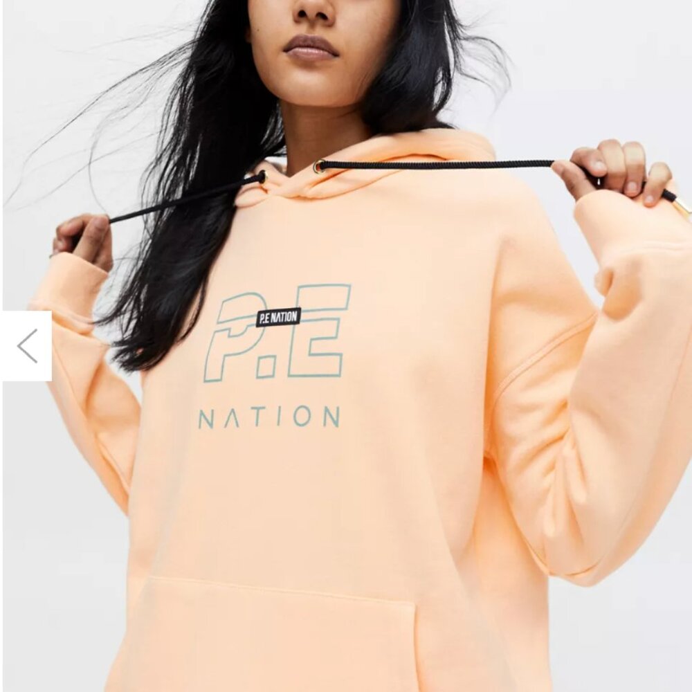 P.E. Nation Womens Logo Graphic Hoodie In Cream Size Medium